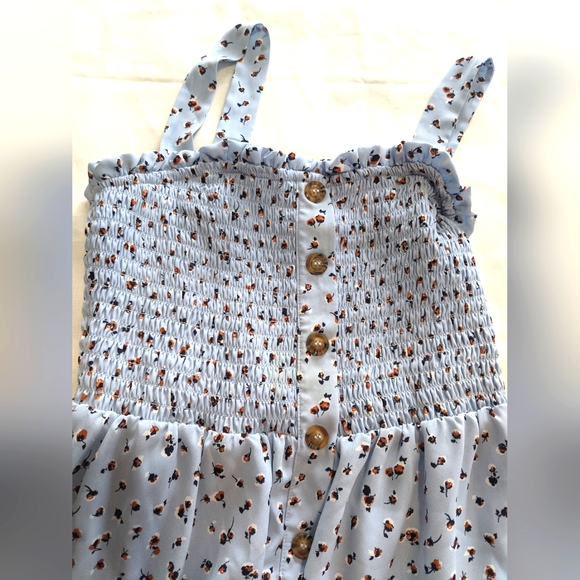 Sienna Sky Blue Floral Cottage Core Print Sun Dress - Picture 9 of 10